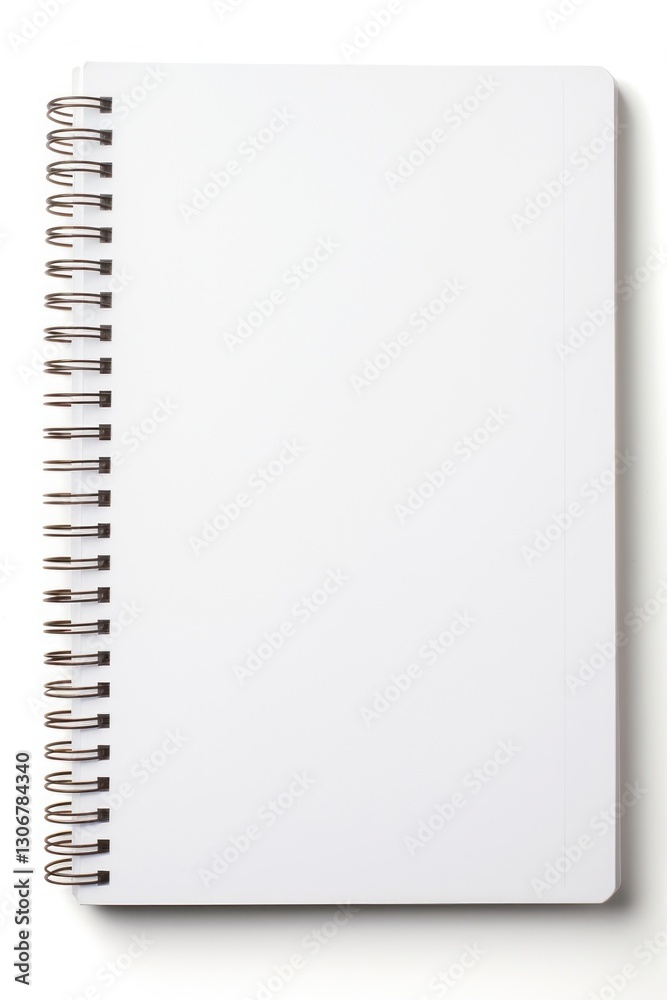 Blank spiral notebook diary page white background. Blank spiral notebook diary page white background.