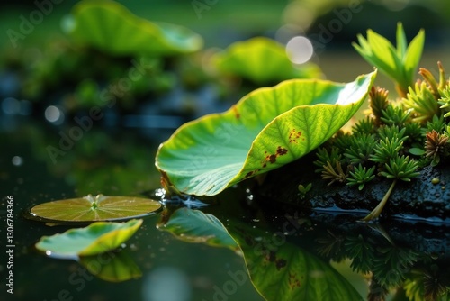 Decomposing claspingleaf pondweed in the water,, water, pondlife photo