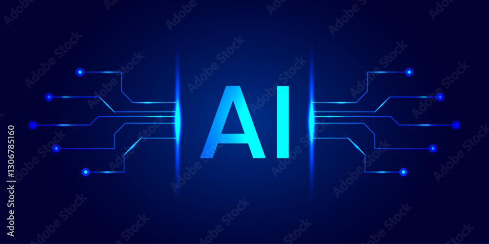 Obraz premium Abstract Technology AI Computing Chipset with Futuristic Digital Circuit Innovation Concept Design