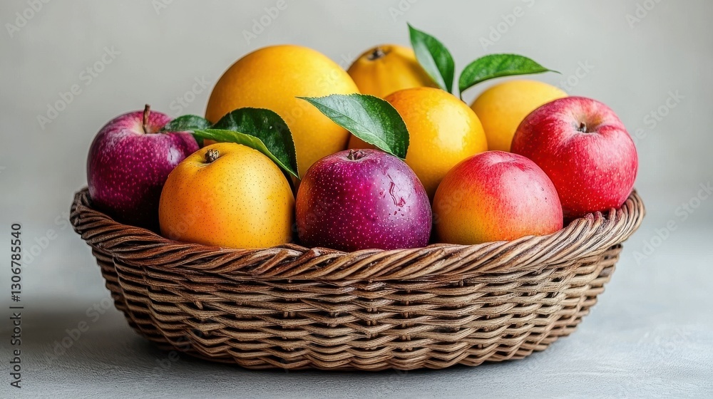 fresh juicy mangoes and apples in wicker basket on white background fresh juicy mangoes and apples in wicker basket on white background