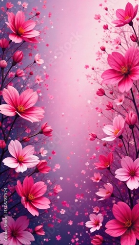 Distorted floral textures on a gradient background, pink, violet, noisy