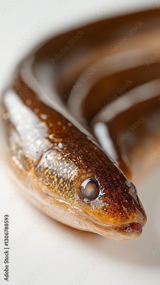 Fototapeta premium Close-up of two raw eels on white background