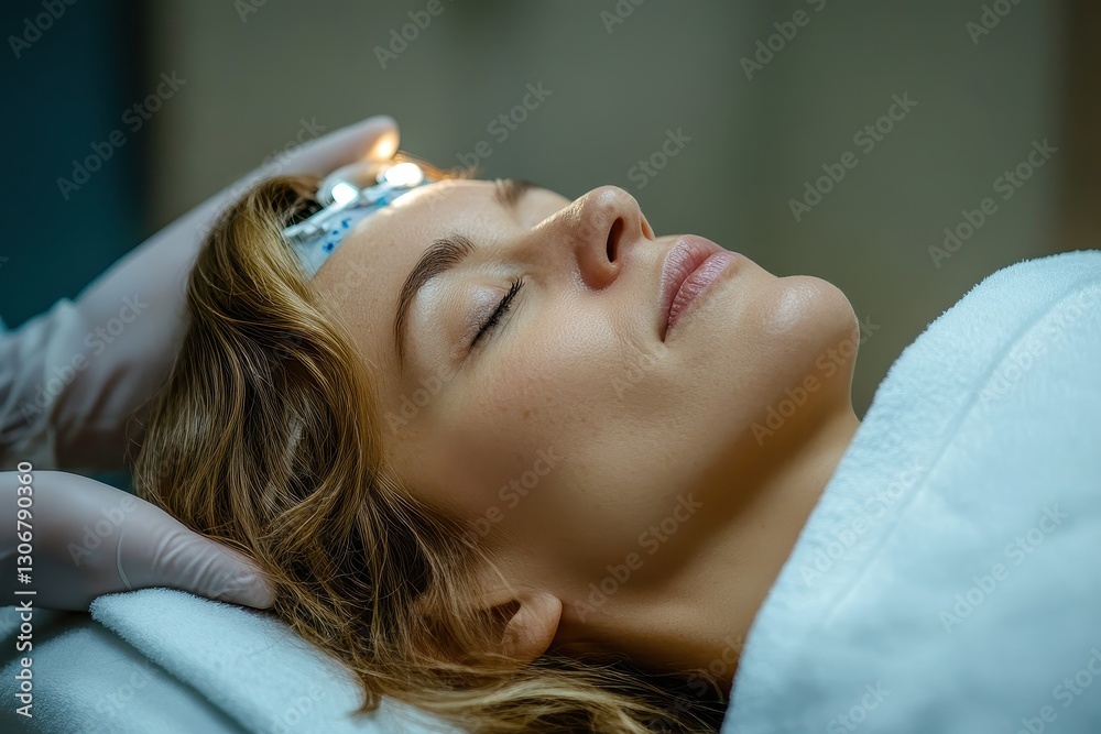 Fototapeta premium Relaxation and Rejuvenation During Facial Treatment Session