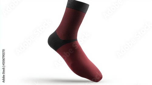 Maroon and black athletic sock on white background.
