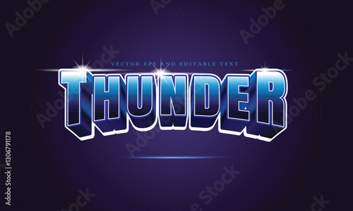 Thunder blue text effect illustration