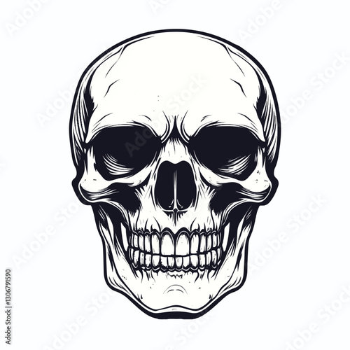 Artwork Hand drawn human skull head vector illustration