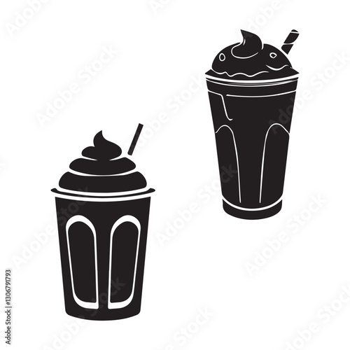 Two Black and White Silhouette Takeaway Beverages