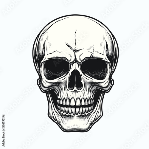 Artwork Hand drawn human skull head vector illustration