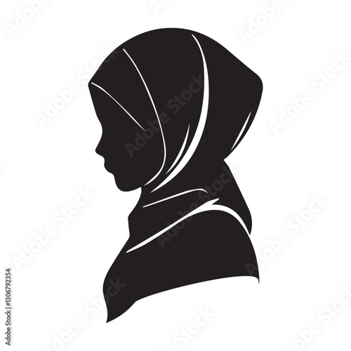 Profile Silhouette of a Woman Wearing a Hijab