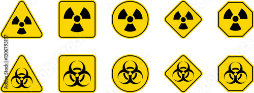 Caution Warning Dangerous alarm set, danger sign collection, attention vector icon, yellow, red and black fatal error message element, exclamation mark of warning attention icon symbol