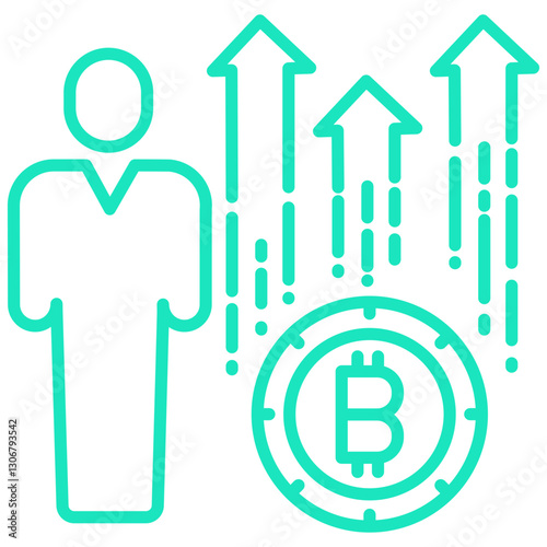 increase bitcoin user outline dual color icon