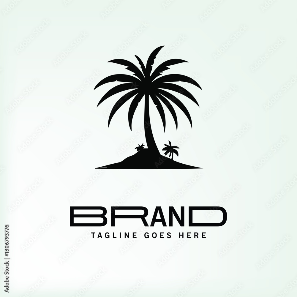 Obraz premium vector illustration of a tropical beach tree logo 