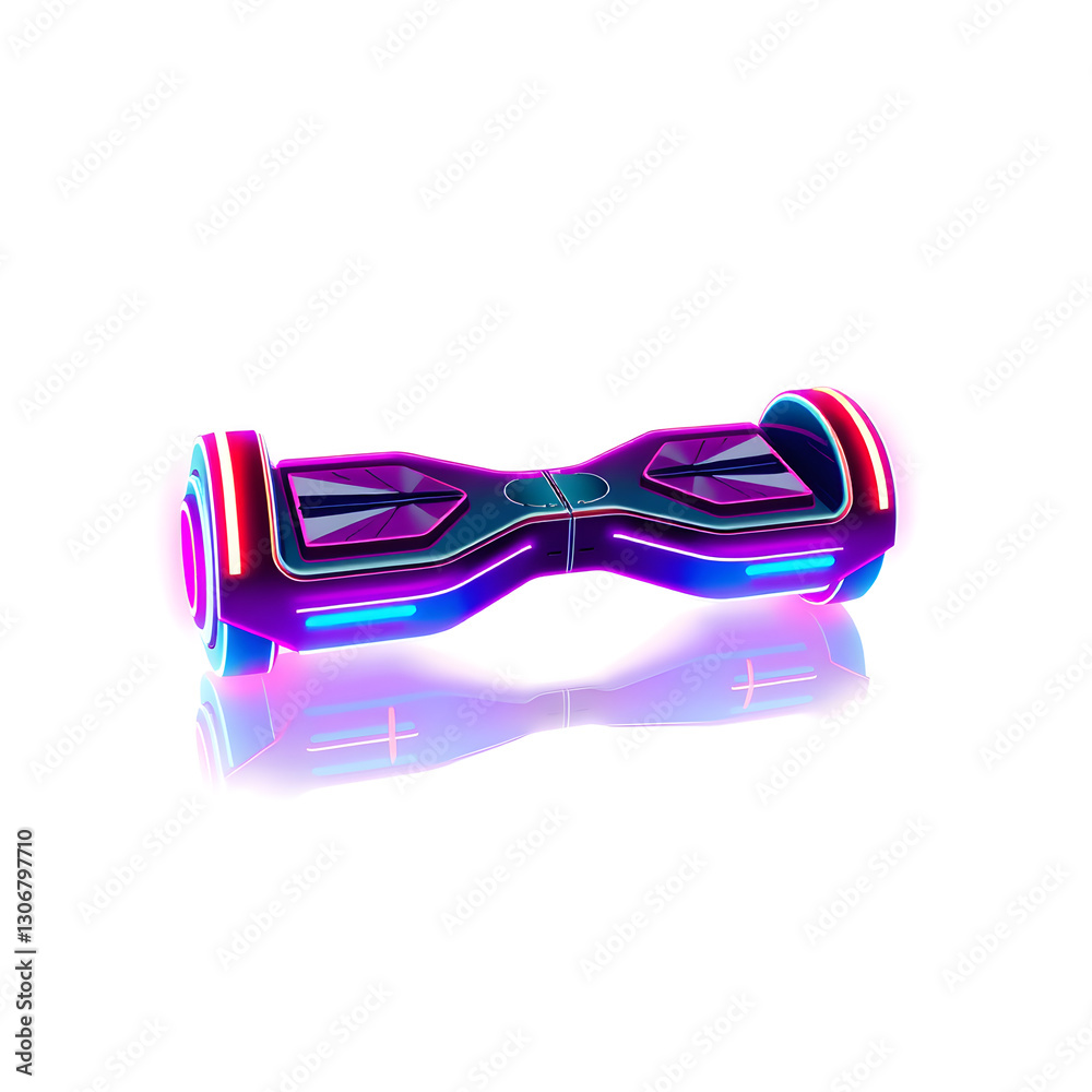 hoverboard futuristic holographic 3D icon. neon symbol vector illustration isolated on white background. Generative AI hoverboard futuristic holographic 3D icon. neon symbol vector illustration isolated on white background. Generative AI