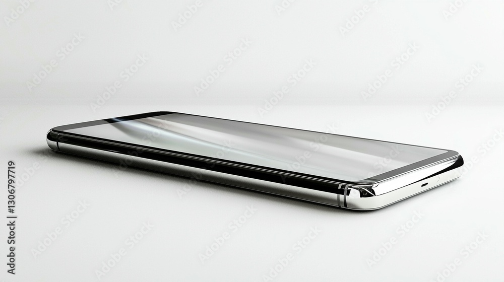 Sleek silver smartphone on white background. Sleek silver smartphone on white background.