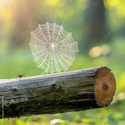 Web Weaver Spider On Log