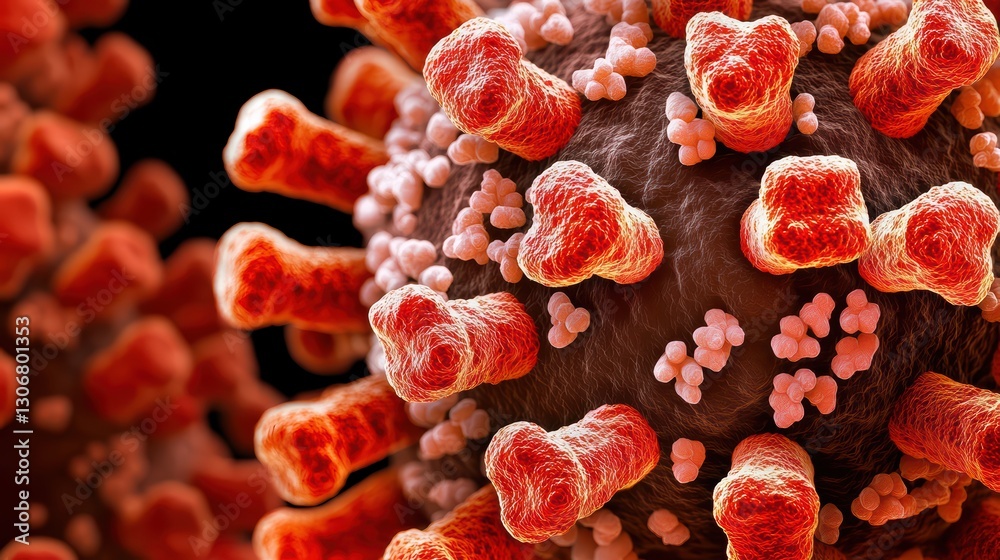 Fototapeta premium Close-up View of Coronavirus Structure and Microscopic Details of Viral Particles