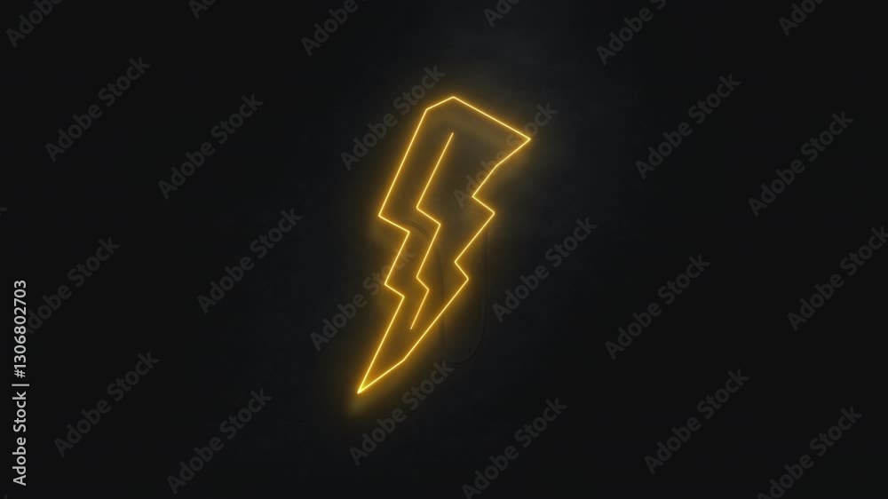 A glowing yellow neon sign in the shape of a lightning bolt on a dark background. A glowing yellow neon sign in the shape of a lightning bolt on a dark background.