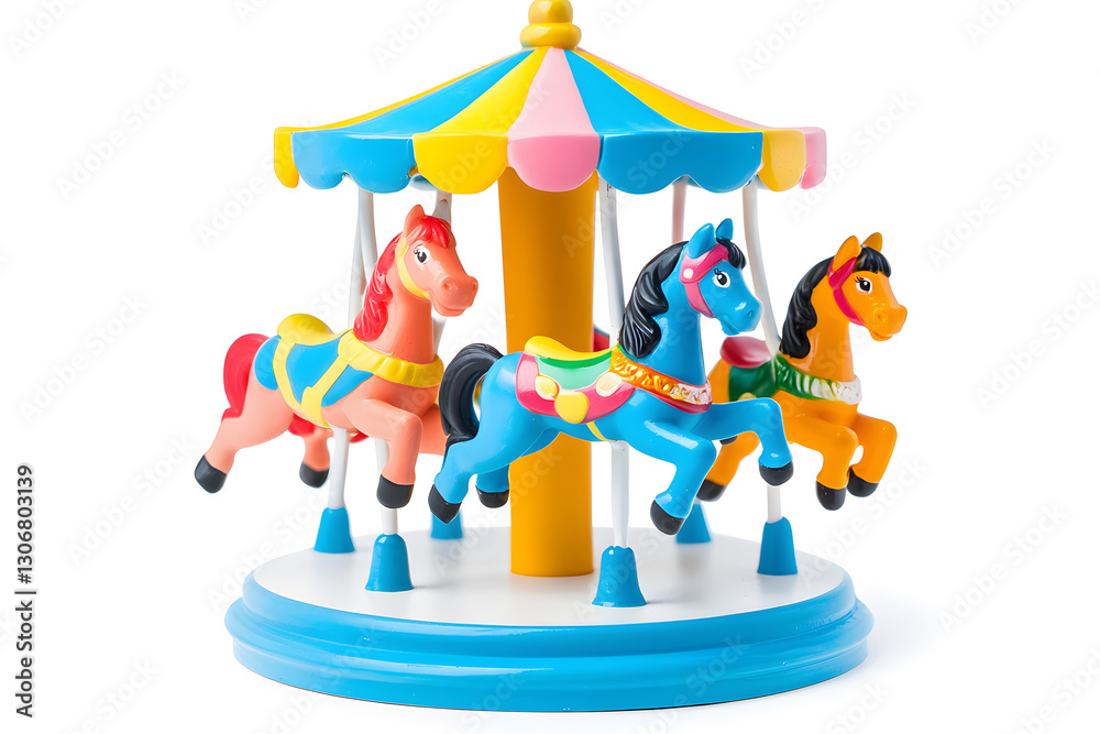 Obraz premium Carousel with horse 3d model isolated on white background