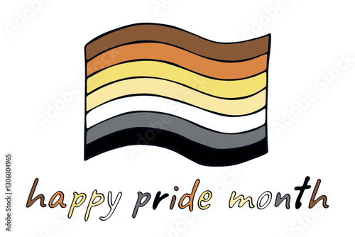Colorful Bear brotherhood pride flag Happy pride day LGBTQ community Pride Month Vector hand drawn doodle for posters, stickers, logo, cards