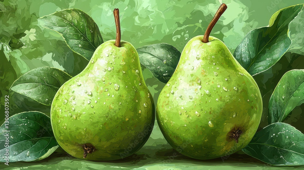 green pears isolated,cartoon illustration style green pears isolated,cartoon illustration style