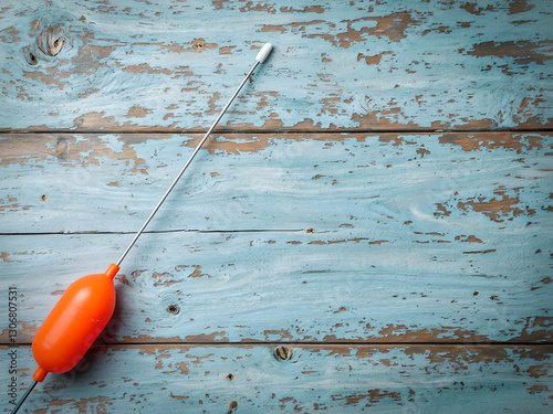 Fishing Pliers In Style of Realistic Photography For Websites & Blog Headers On Rough Wooden Board With Moody Side Lighting And Copy Space
