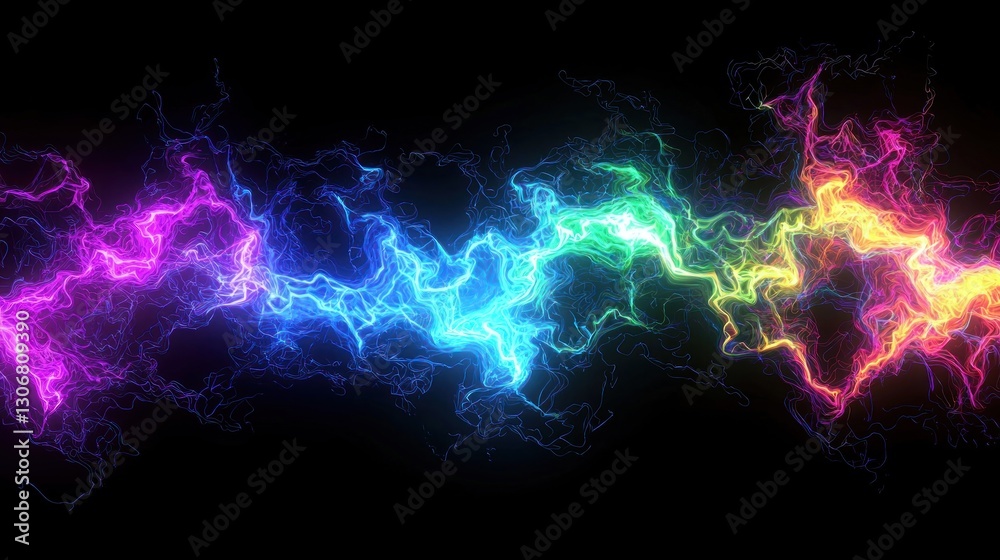 Fototapeta premium Abstract depiction of vibrant glowing colorful energy flows