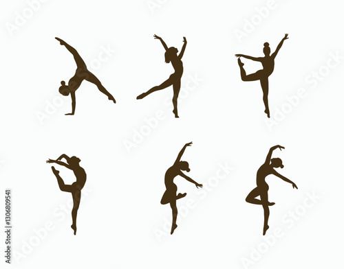 Female Gymnast Silhouette Isolated Template
