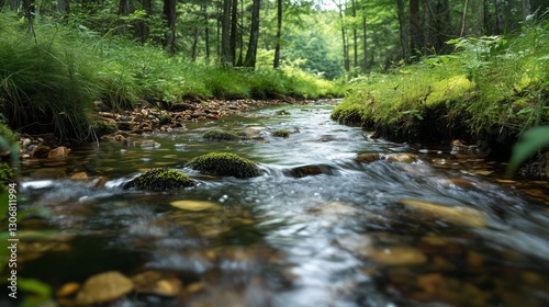 The quiet time of the forest stream