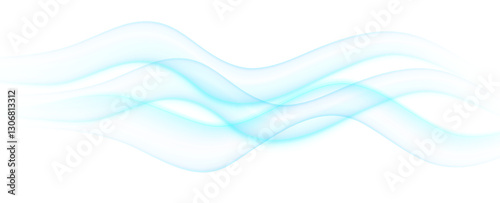 Blue futuristic soft smoke gradient. Air flow. Fresh aroma. Curved lines background.