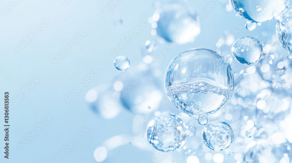Moisturizing Water Bubbles for Skincare and Hydration Concept. Moisturizing Water Bubbles for Skincare and Hydration Concept.