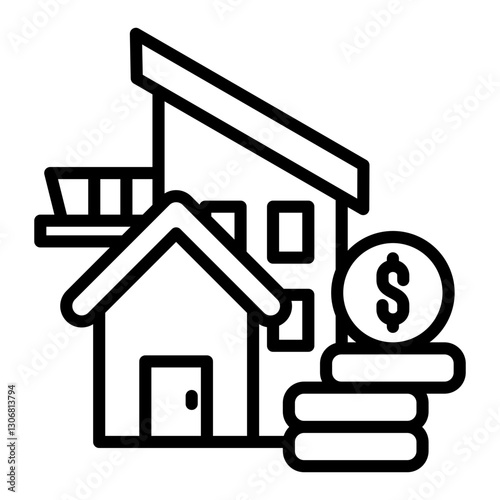 Home Value Icon in Outline Style. Simple Vector Design. Simple Vector Outline Icon