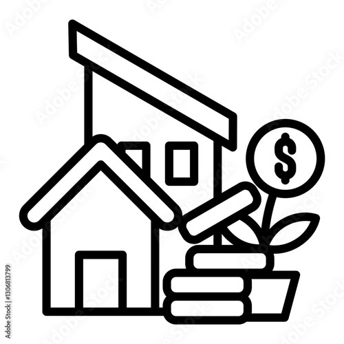 Property Investment Icon in Outline Style. Simple Vector Design. Simple Vector Outline Icon