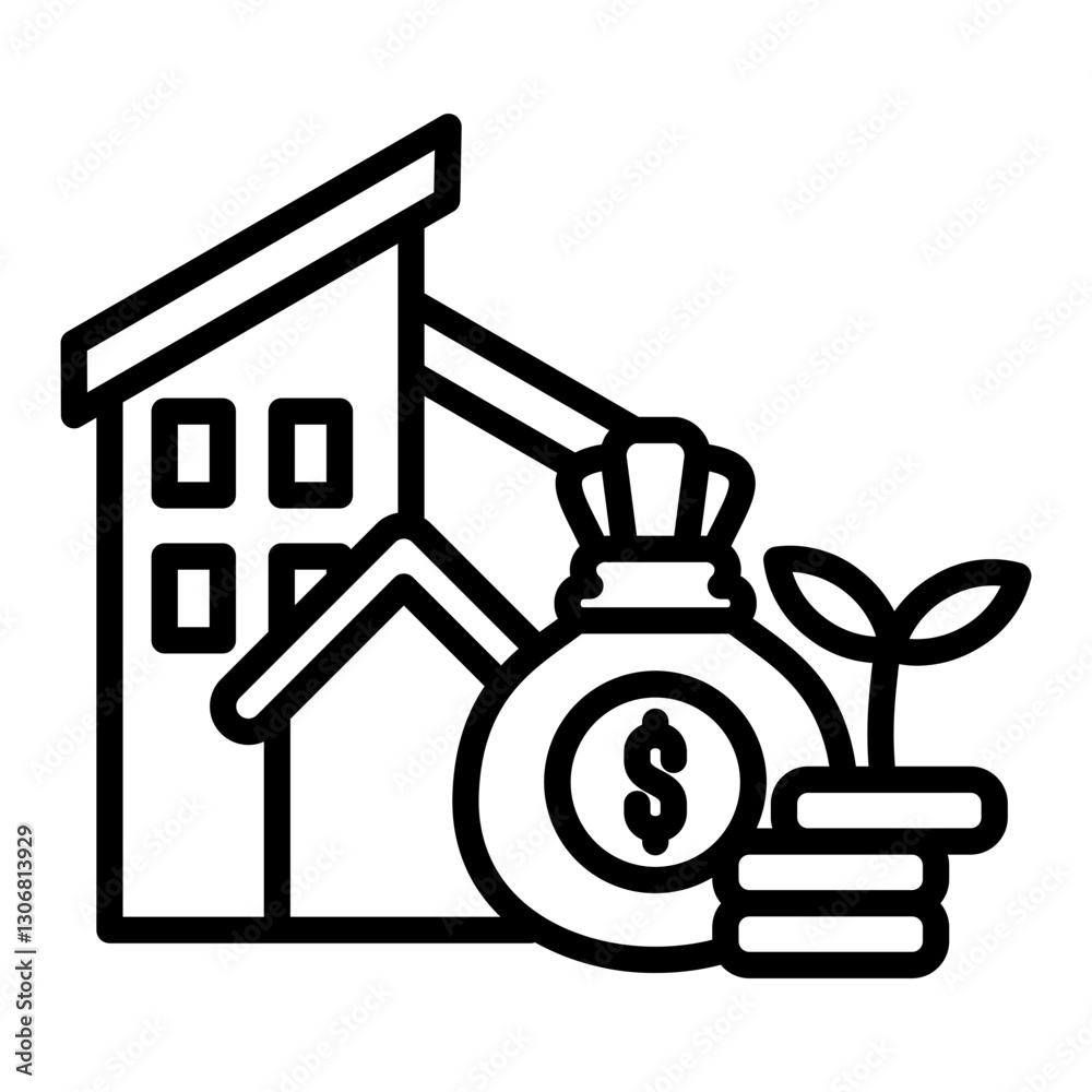 Investment Icon in Outline Style. Simple Vector Design. Simple Vector Outline Icon Investment Icon in Outline Style. Simple Vector Design. Simple Vector Outline Icon
