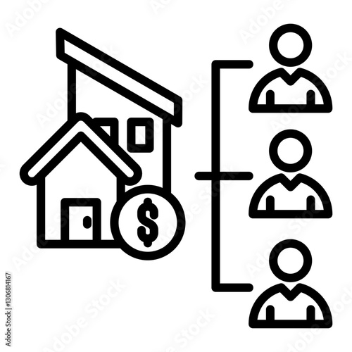 Real Estate Crowdfunding Icon in Outline Style. Simple Vector Design. Simple Vector Outline Icon