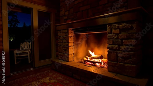 Beautiful Burning Cozy Fireplace 4K Footage