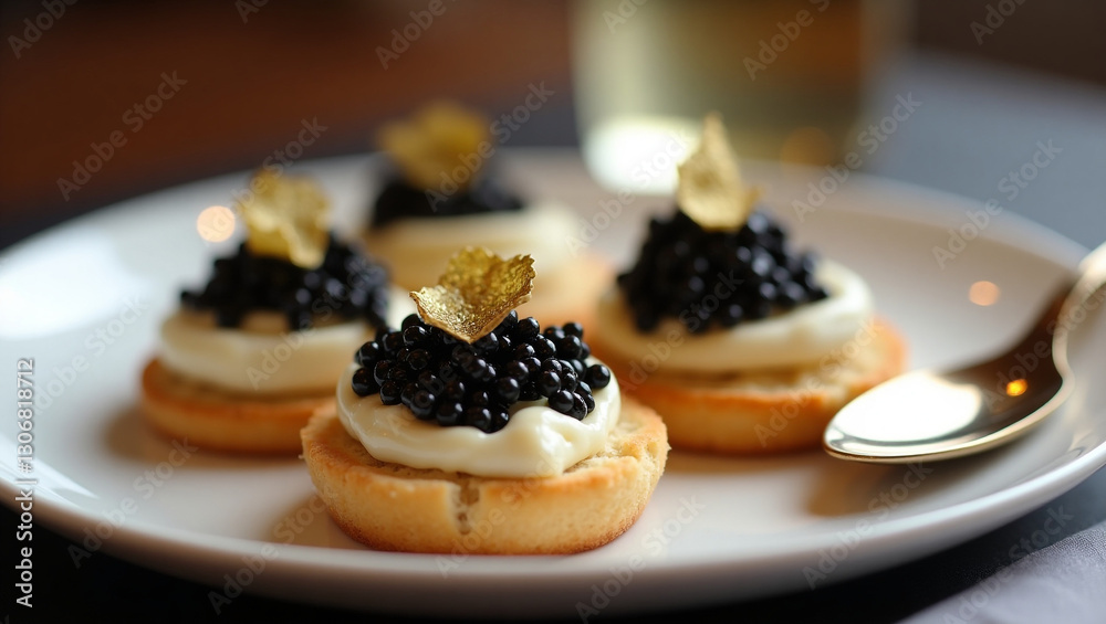 Gourmet Caviar Tartlets Appetizer Restaurant Fine Dining Seafood Snack Gourmet Caviar Tartlets Appetizer Restaurant Fine Dining Seafood Snack