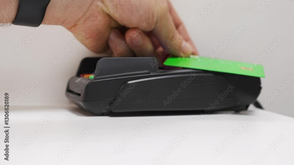 the process of payment by bank card through the payment terminal. the process of payment by bank card through the payment terminal.