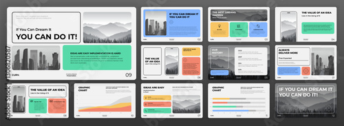 Modern presentation template set. Creative presentation background, brochure cover design, brand guidelines, proposal presentation, annual report, company profile, pitch deck.