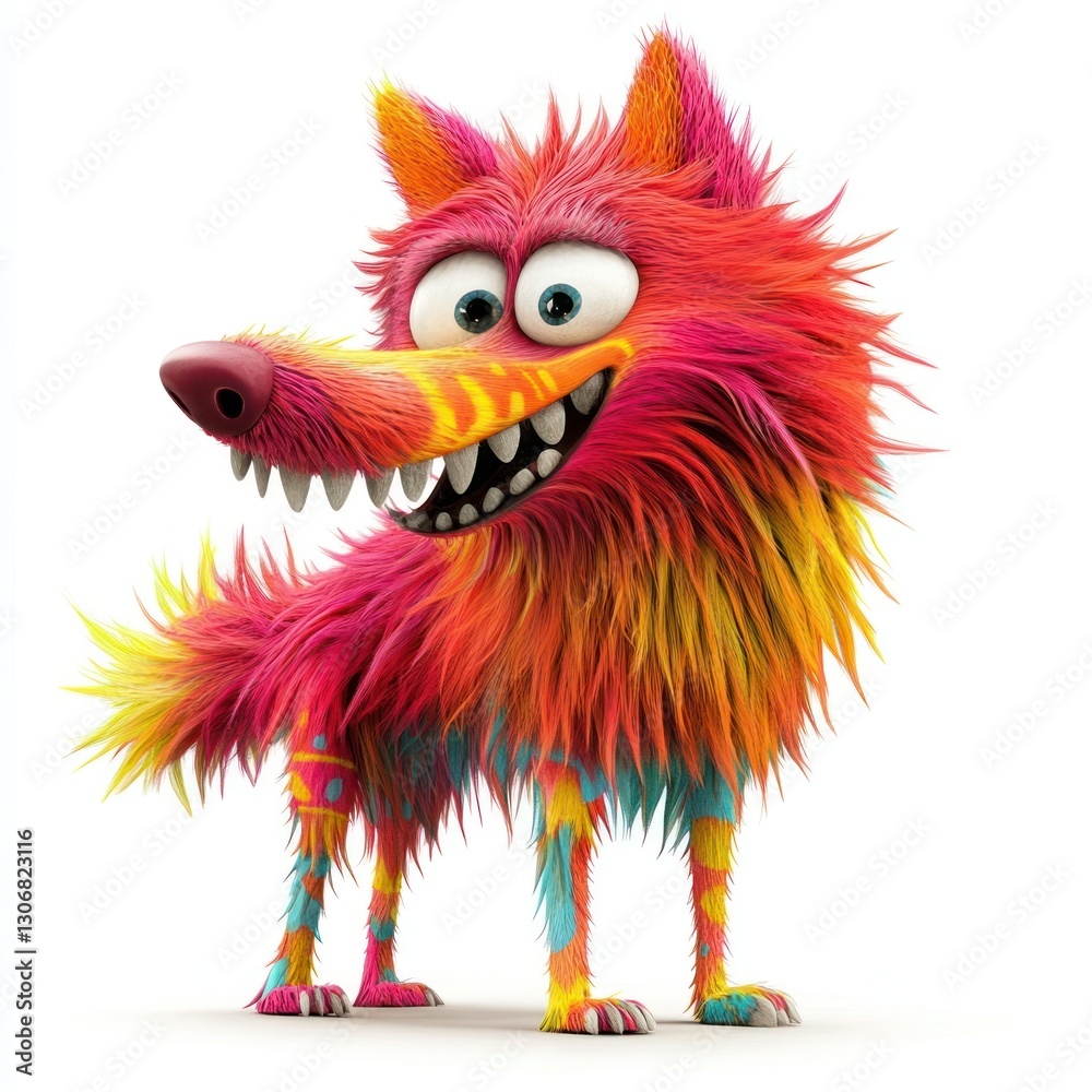 Fototapeta premium Furry wolf illustration animal colors.