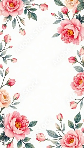 Elegant floral pattern in pastel colors on white background, colorful, backdrop, elegant