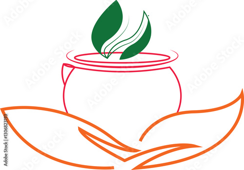 new teacup logo to make tea under factory with identification of company