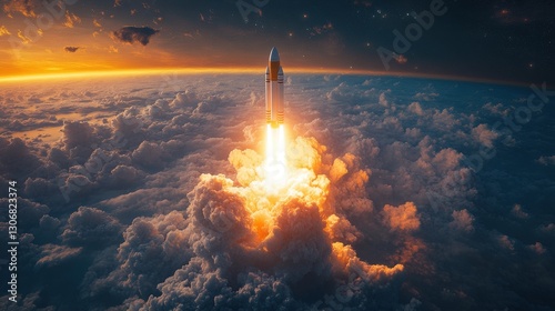 launching new product or service technology development process space rocket launch 3d render
