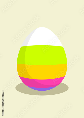 Elemento decorativo de Pascua. Huevo de Pascua con líneas curvas con diversos colores y sombra