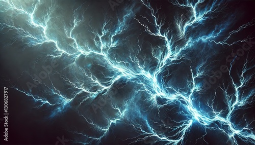 Wallpaper Mural A dynamic and electrifying image of blue lightning bolts against a dark, moody background Torontodigital.ca