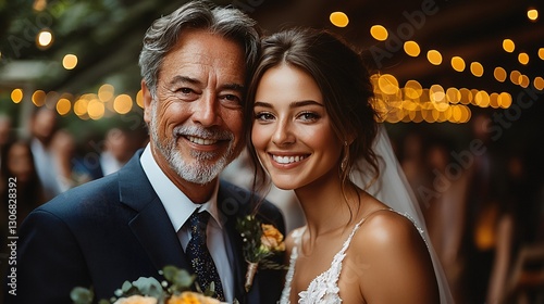 Bride and groom sharing a heartfelt moment during the father giving away ceremony at wedding