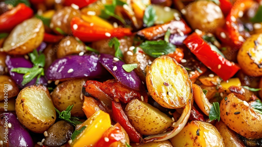 Colorful Roasted Vegetable Medley: A vibrant medley of colorful roasted vegetables, each bursting with flavor and texture. The image showcases the appetizing appeal of fresh, wholesome ingredients. Colorful Roasted Vegetable Medley: A vibrant medley of colorful roasted vegetables, each bursting with flavor and texture. The image showcases the appetizing appeal of fresh, wholesome ingredients.