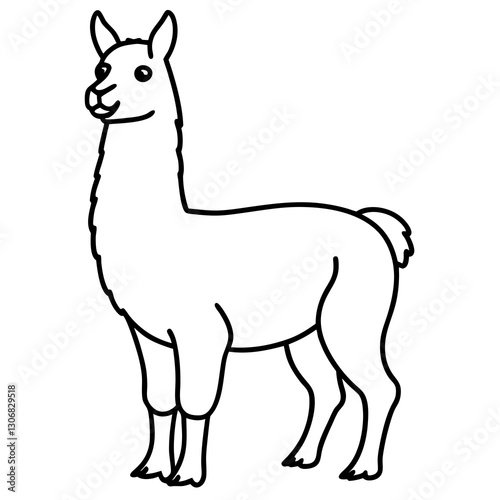 Elegant Llama One-Line Drawing in Vector