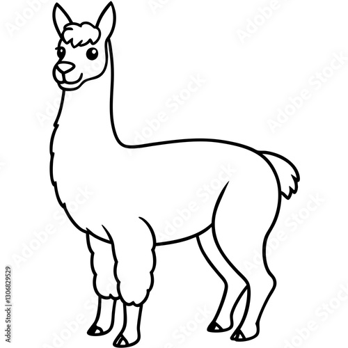 Elegant Llama One-Line Drawing in Vector
