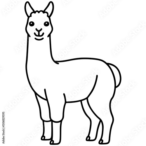 Elegant Llama One-Line Drawing in Vector