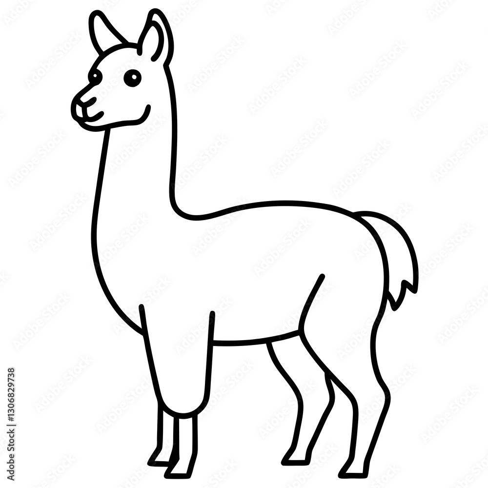 Elegant Llama One-Line Drawing in Vector Elegant Llama One-Line Drawing in Vector